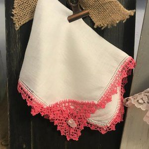 Wedding Hankie with Sea Glass